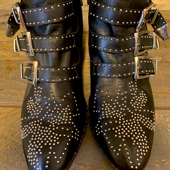 Chloe Shoes - Chloe Suzanna 30MM Black/ Silver studded Bootie.